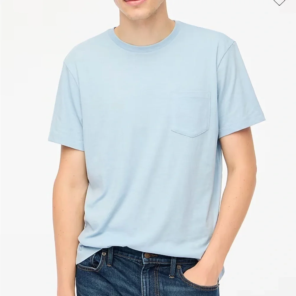 J crew Danube blue Cotton-blend washed jersey pocket tee